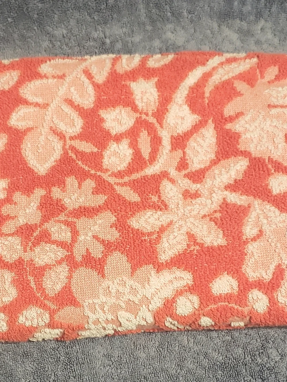 World Market Sophia Bath Towel Cotton Coral  Carved Floral Portugal 28